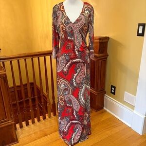Bohemian Paisley Print V-Neck Dress Wmn’s S